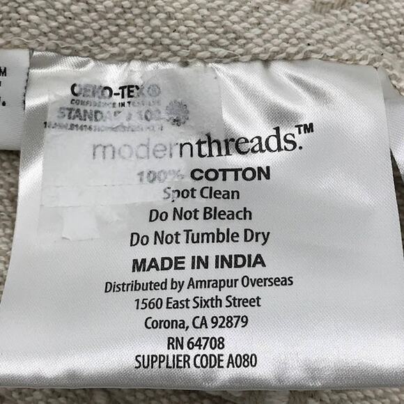 Modern Threads Throw Blanket 46" x 58" Fringe Tassel Diamond Lattice Cotton - Picture 4 of 6